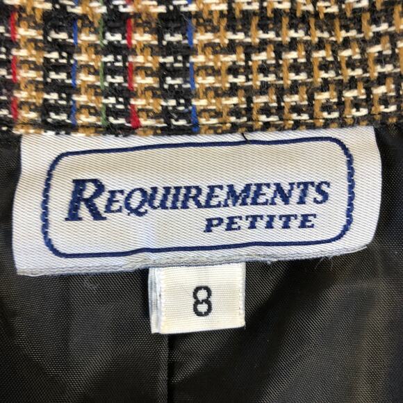 VTG 90s Plaid Woven Blazer Requirements Corp Core 8P Tailored Classic Longline - Picture 8 of 10